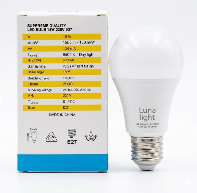 Լամպ LUNA LIGHT 15w E27 A60 6500k