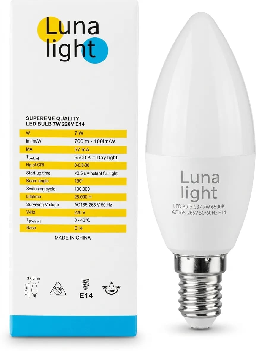 Լամպ LUNA LIGHT 7w E14 C37 6500k