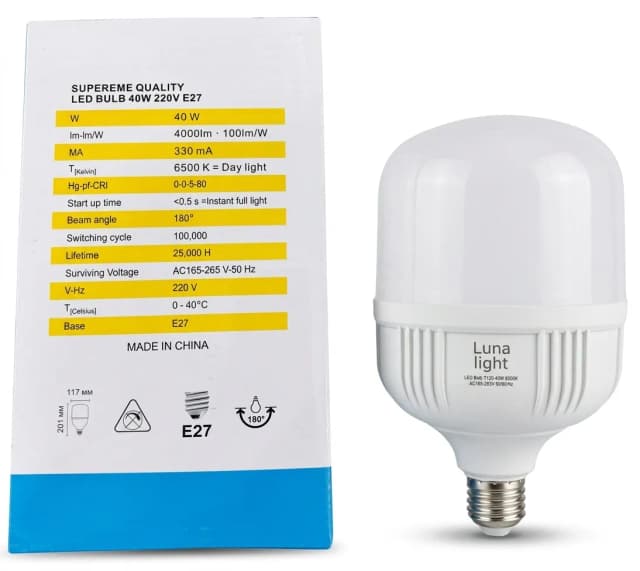 Լամպ LUNA LIGHT T120 40w E27 6500k